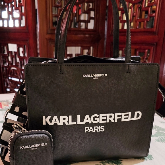 Karl Lagerfeld Paris Black Tote with Logo - Picture 1 of 13